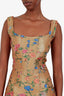 Priscavera Brown Floral Print Corset Mini Dress Size S