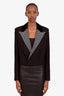 Saint Laurent Black Virgin Wool Embellished Crop Jacket Size 38