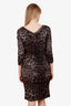 Dolce & Gabbana Grey Animal Printed Ruched Midi Dress Size 46
