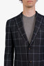 Pal Zileri Grey/Blue Striped Wool Silk Single Breasted Suit Jacket Size 48 Mens