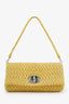 Yellow Matelasse Nappa Leather Crystal Embellished Shoulder Bag with Strap