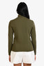 Wolford Olive Green Cotton Velvet Turtleneck Top Size M
