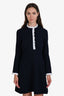 Sandro Navy White Lace Trim Dress Size 2