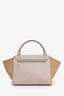 Celine Beige Leather Suede Medium Trapeze Top Handle Bag With Strap