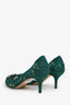 Dolce & Gabbana Green Lace Bellucci Jeweled Embellishment Pointed Toe Pumps Size 39.5
