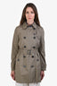 Burberry Brit Khaki Cotton Double Breasted Trench Coat Size 6