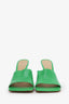 Bottega Veneta Green Leather Open Toe Heels Size 41