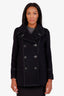 Caban Burberry en laine et cachemire à surpiqûres contrastantes, taille 4