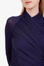 Salvatore Ferragamo Blue Ruched Long Sleeve Mini Dress Size 42