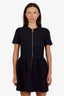 Louis Vuitton Black Gold Zipper Detail Short Sleeve Midi Dress Size 38