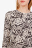 Dolce & Gabbana Beige/Black Lace Print Long Sleeve Top with Midi Skirt Set Size 42 and 44