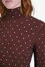 Paco Rabanne Brown Crystal Embellished Turtleneck Long Sleeve Top Size 38