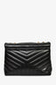 Saint Laurent Black Smooth Leather Large Loulou Shoulder Bag