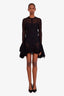 Khaite Black Sheer Ruffled Long Sleeve Mini Dress Estimated Size S