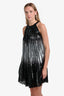 Max Mara Black/Silver Sequin Halter Mini Dress Size 8