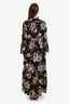 Erdem Black/Blue Floral Silk 'Stephanie' Maxi Dress Size 12 US