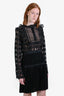 Self-Portrait Black Lace Pleated Long Sleeve Mini Dress Size 10