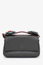 Fendi Red/Grey Leather Flowerland Micro Double Baguette with Chain