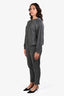Brunello Cucinelli Grey Cotton Silk Monili Detail Joggers + Hoodie Set Size M