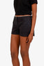 Prada Navy Blue Cotton Frayed Waistband Mini Shorts Size 44