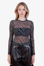 T By Alexander Wang Black/White Logo Mesh Cropped Top Size S