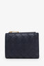 Bottega Veneta Navy Intrecciato Leather Small Bi-Fold Zip Wallet