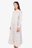 Ganni White Polka Dot Print Poplin Long Sleeve Midi Dress Size 40
