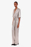 Galvan London Silver Metallic V-Neck Belted Jumpsuit Size US 6