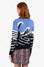 Thom Browne Blue Multicolour Cotton Knit Surf & Shark Intarsia Crewneck Sweater Size 1