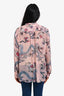 Isabel Marant Pink/Blue Silk Metallic Long Sleeve Sheer Top Size 34