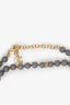 Pre-loved Chanel™ 2024 Grey Gold Tone Faux Pearls Strass CC Logo Long Necklace