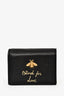Gucci Black Leather 'Blind For Love' Bee Bi-Fold Card Holder