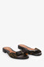 Fendi Brown Zucca Canvas Leather Bow Sandals Size 35.5