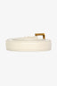 Saint Laurent White Leather Square Buckle Cassandre Belt