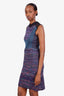 M Missoni Purple Striped Knee-Length Sleeveless Dress Size 38