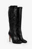 Miu Miu Black Leather Ruched Heeled Knee High Boots Size 39