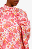 Rotate Birger Christensen Pink/White Floral Puff-Sleeve Dress Size 38