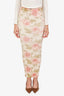 Paco Rabanne Green/Red Rose Cotton Midi Length Dress Size M