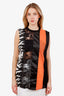 DSquared Black/White/Orange Multi Print Zippered Sleeveless Blouse Size 48