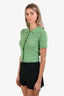 Acne Studios Green Linen-Blend Knit Short-Sleeve Cropped Cardigan Size XS