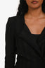 Isabel Marant Étoile Black/Green Striped Distressed Wool Blazer Jacket Size 36
