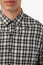 Chemise à manches longues Lanvin en coton gris/noir à carreaux, boutonnée, taille homme 41