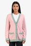 Pre-loved Chanel™ 2024 Cashmere Pink/Green Cardigan Size 36