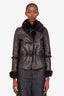 Louis Vuitton Brown Lambskin Fur Toggle Closure Jacket Size 34