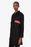 Valentino Black Wool Red Studded Leather Detail Coat Size 2