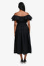 Ulla Johnson Black Pleated Ruffled Off The Shoulder Midi Dress Size 0
