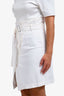 Officine General White Denim Charlotte Belted Midi Skirt Size 6