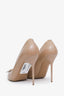Burberry Taupe Patent Leather Buckle Detail Heels Size 37.5