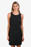 Black Tweed Leather Piping Sleeveless Dress Size 6