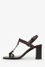 Saint Laurent Brown Calfskin Cassandra Monogram Sandals Size 38